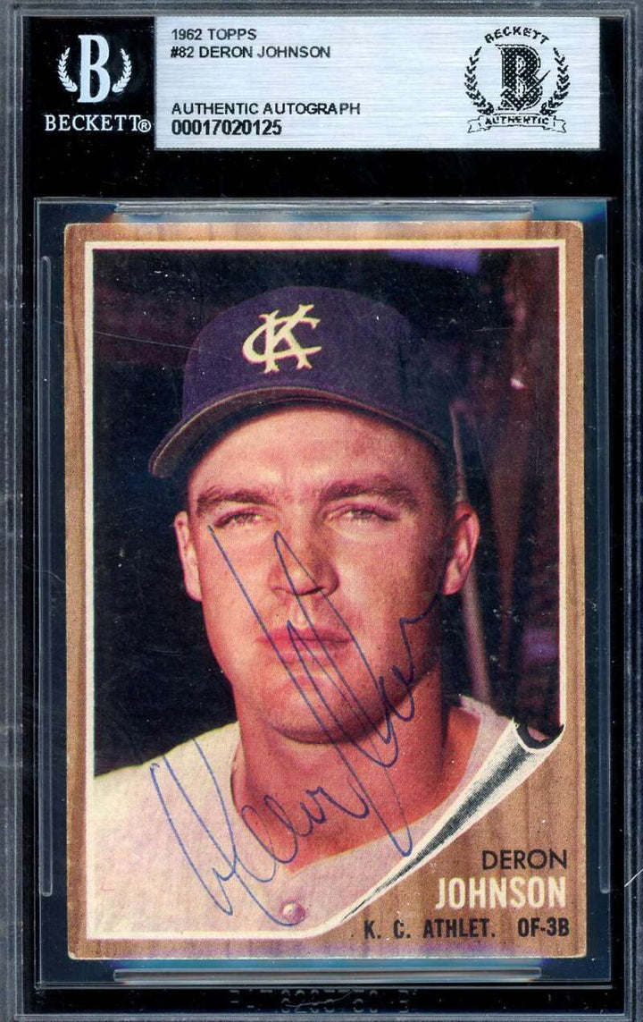 Deron Johnson Beckett BAS Signed 1962 Topps Autograph