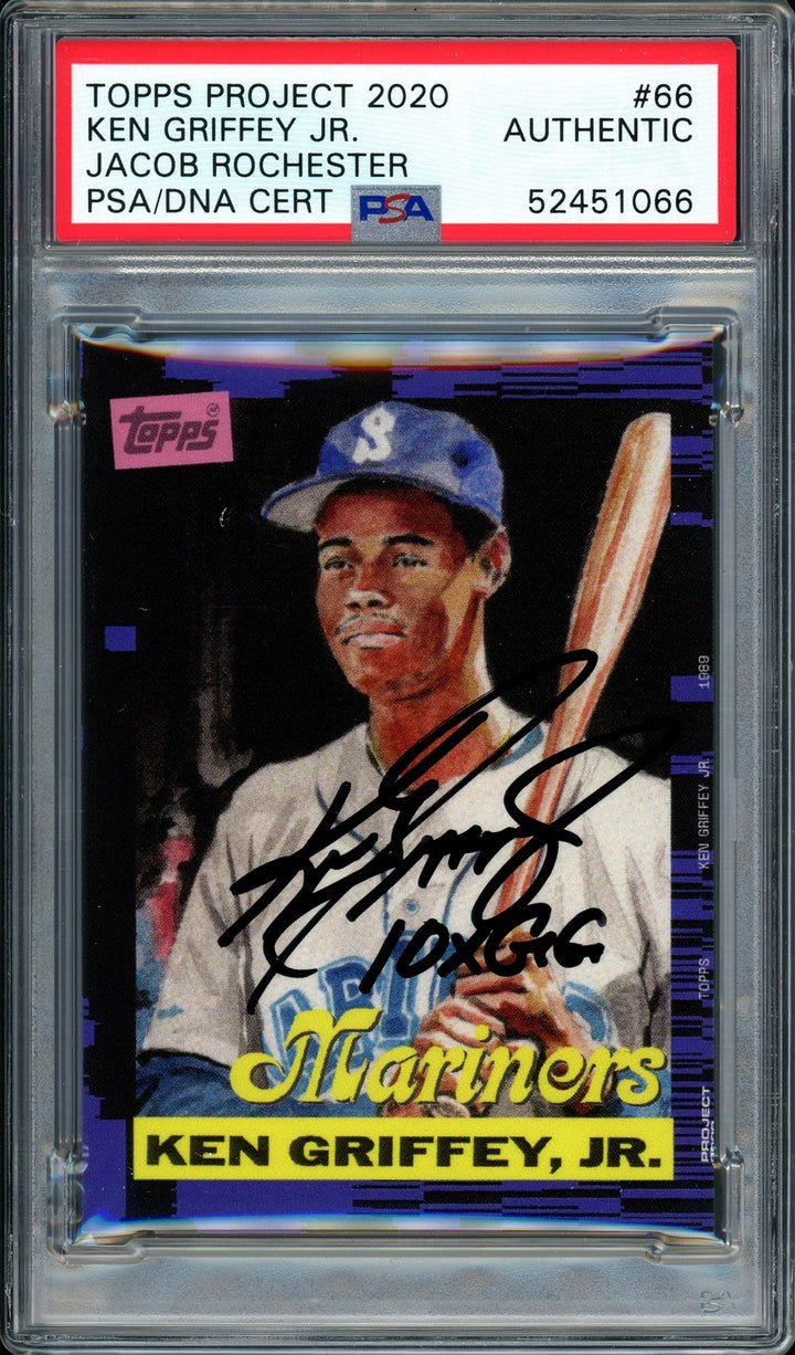 Ken Griffey Jr Auto Topps Project 2020 Jacob Rochester Card 66 10xGG 1/1 PSADNA