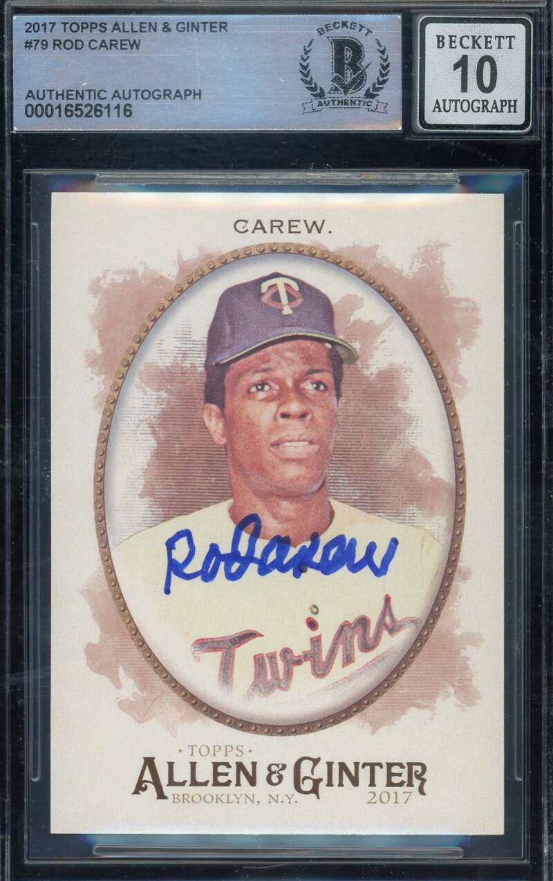 Rod Carew Gem Mint 10 Beckett BAS Signed 2017 Topps Allen and Ginter Autograph