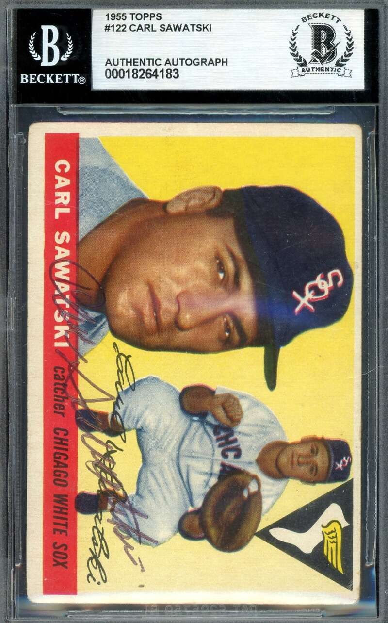 Carl Sawatski Beckett BAS Signed 1955 Topps Autographed