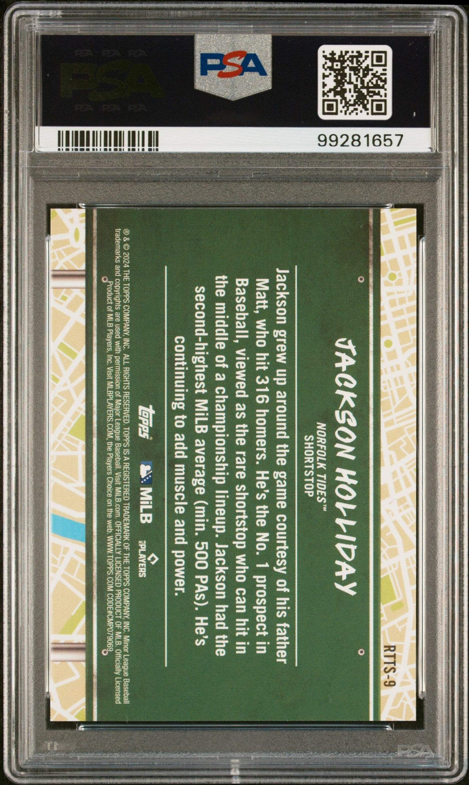 Graded 2024 Topps Pro Debut Jackson Holliday #RTTS9 RC Baseball Card PSA 10 Gem