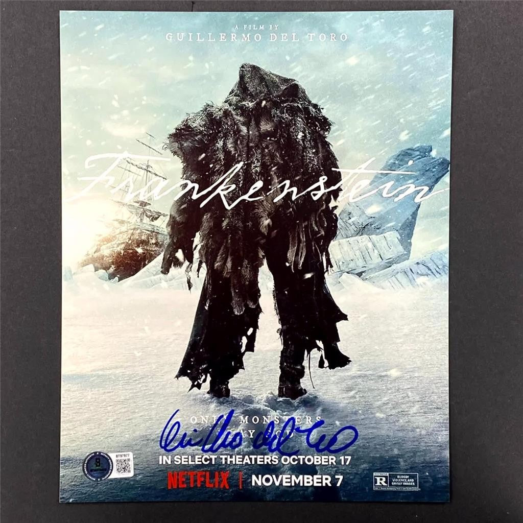 Guillermo Del Toro signed Frankenstein 8x10 photo autograph (A) ~ Beckett BAS