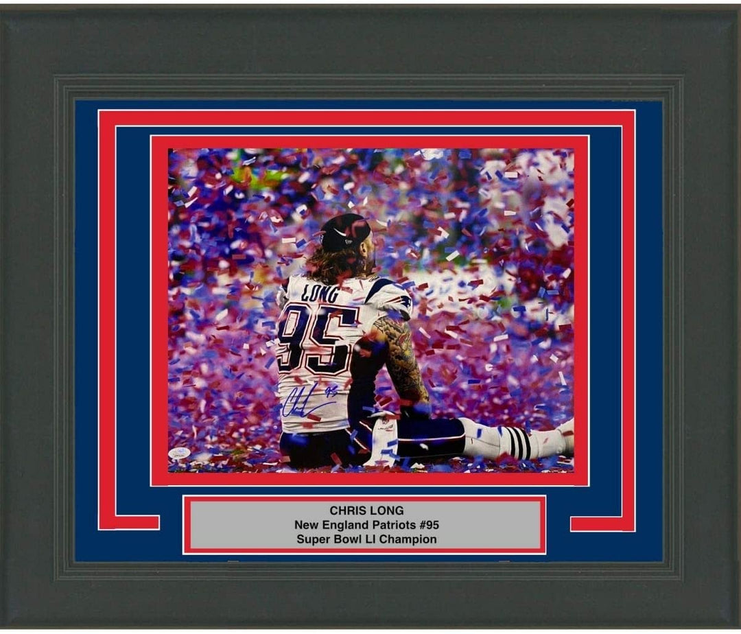FRAMED Autographed/Signed CHRIS LONG Patriots 16x20 Photo JSA COA