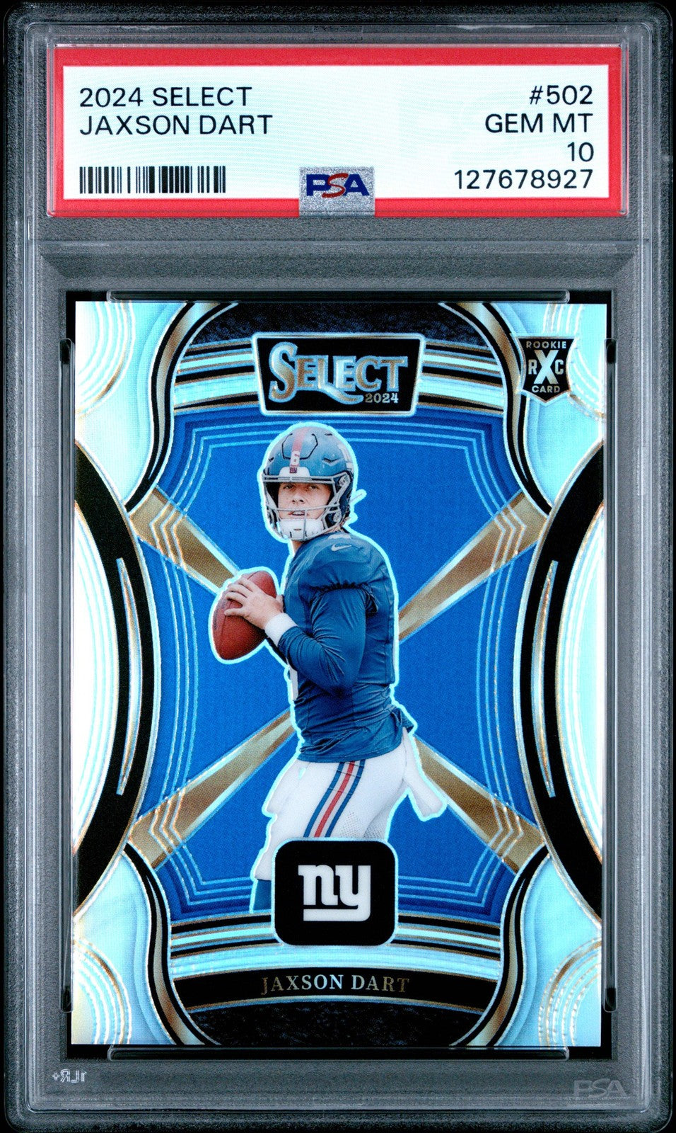 Graded 2024 Panini Select Jaxson Dart #502 XRC Silver Prizm Rookie Card PSA 10