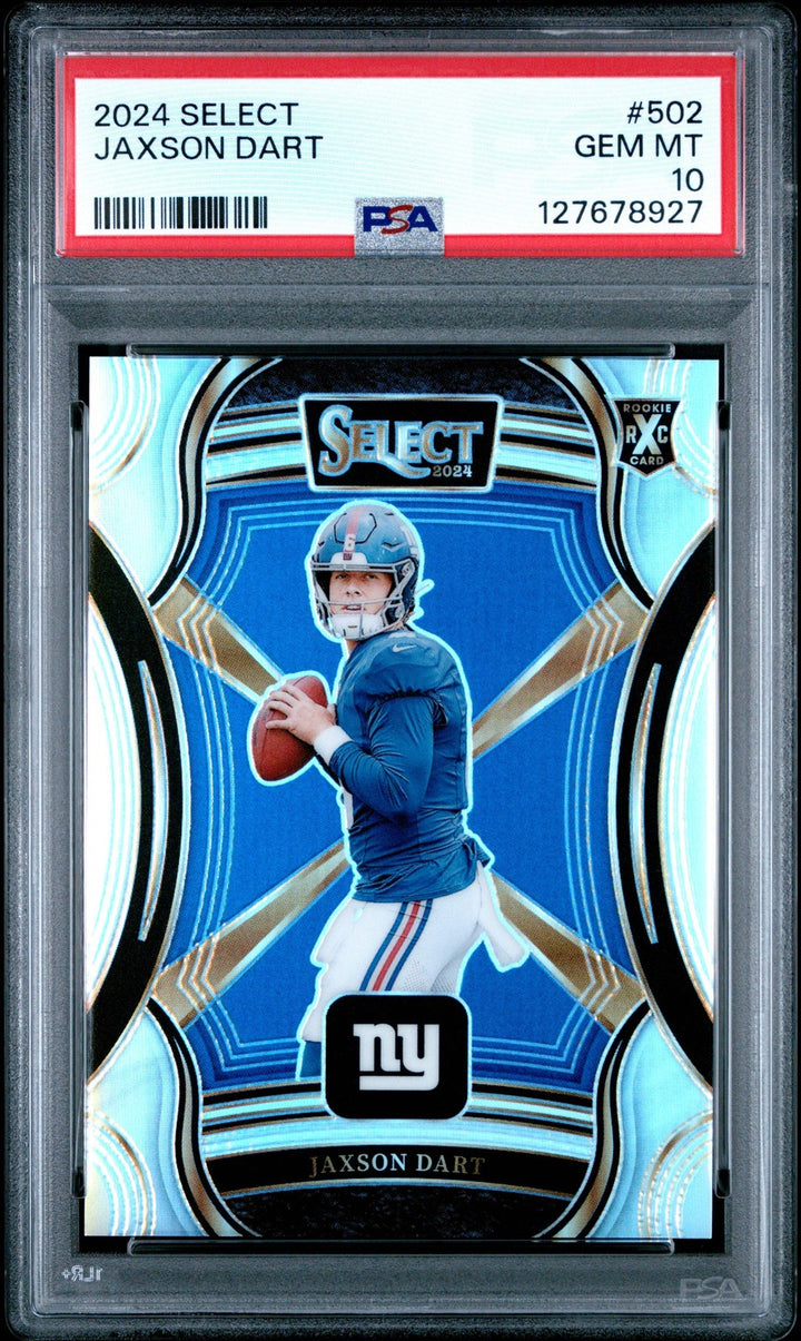 Graded 2024 Panini Select Jaxson Dart #502 XRC Silver Prizm Rookie Card PSA 10