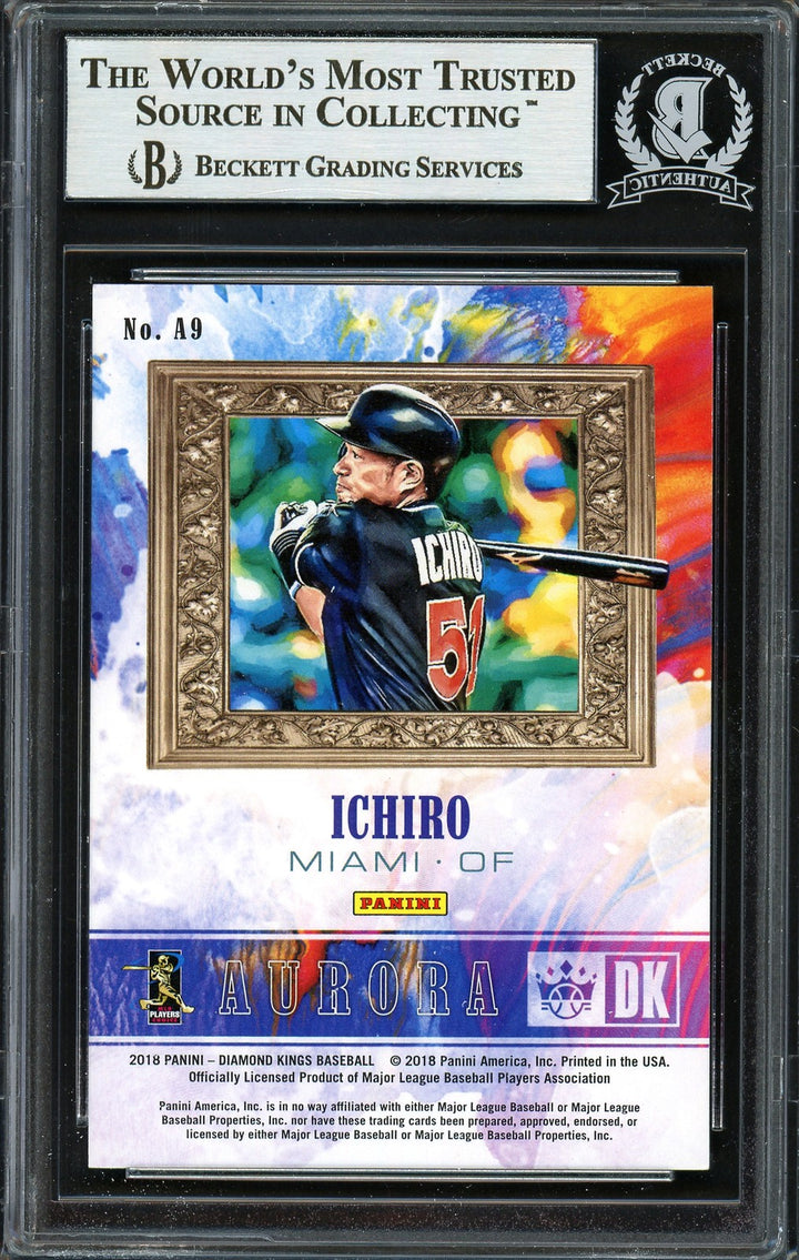 Ichiro Suzuki Signed 2018 Panini Diamond Kings Aurora Card A9 Marlins Beckett