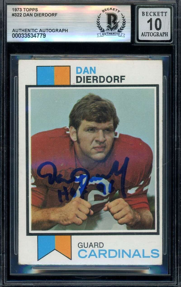 Dan Dierdorf Gem Mint 10 Beckett BAS Signed 1973 Topps Rookie Autograph Cardinal