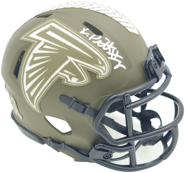 Kyle Pitts Auto Falcons Army Green Salute to Service Speed Mini Helmet Beckett