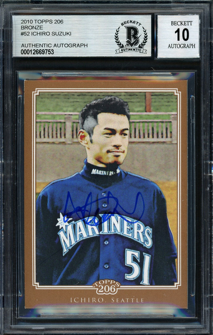 Ichiro Suzuki Auto Signed 2010 Topps 206 Bronze Card 52 Mariners Auto 10 Beckett