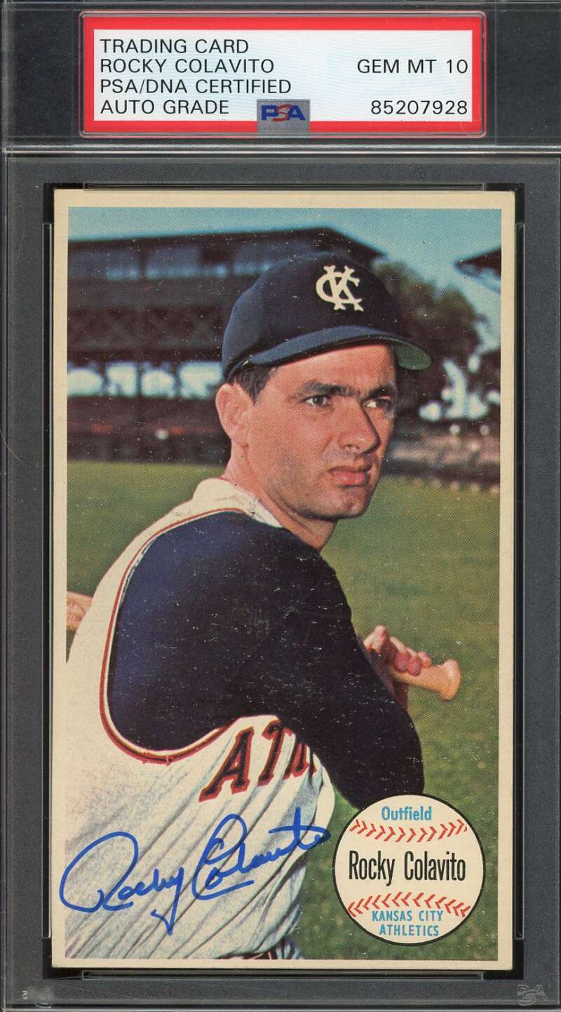Rocky Colavito Gem Mint 10 PSA DNA Signed 1964 Topps Giants Autographed