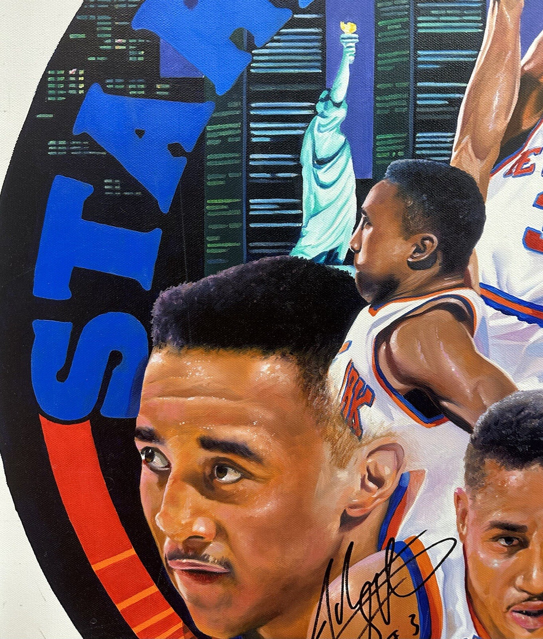 John Starks Terrence Fogarty Signed Original Canvas Oil Painting Framed Auto 1/1