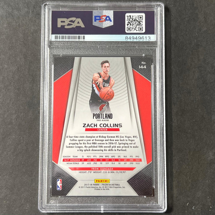 2017-18 Panini Prizm #144 ZACH COLLINS Signed Card AUTO 10 PSA Slabbed RC Blazer
