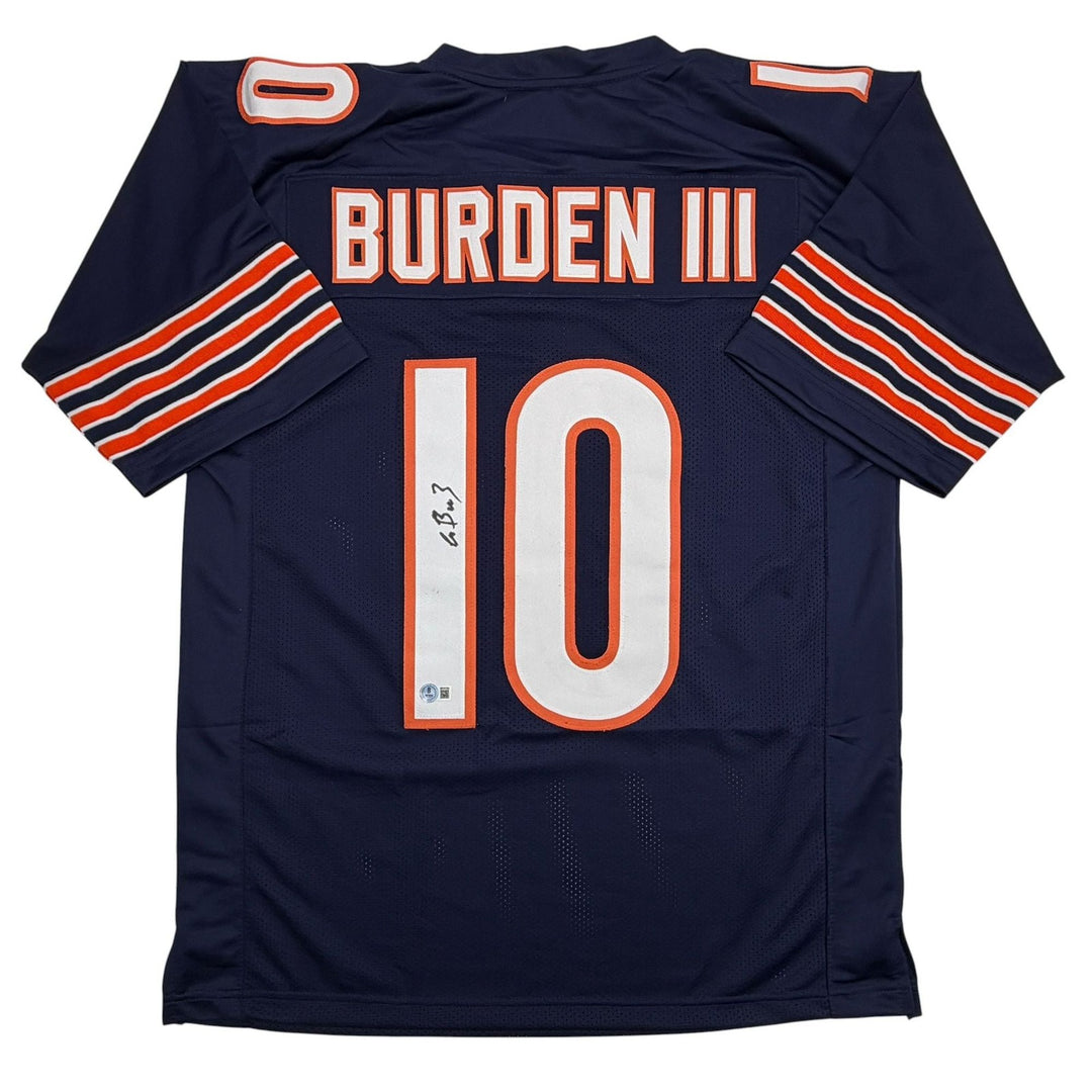 Autographed/Signed Luther Burden Chicago Blue Football Jersey Beckett COA