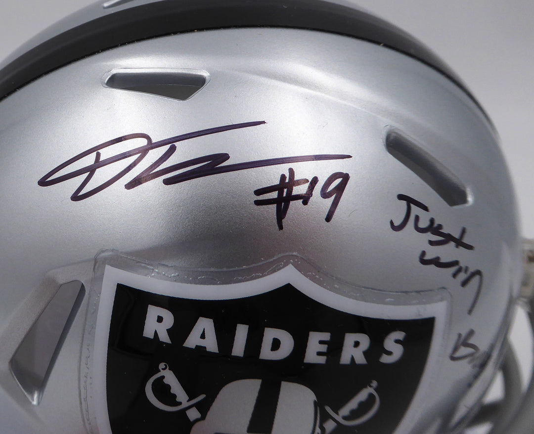DJ D.J. Turner Signed Raiders Mini Helmet "Just Win Baby" Beckett #2W133211