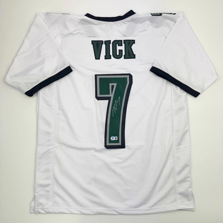 Autographed/Signed MICHAEL MIKE VICK Philadelphia White Jersey PSA COA