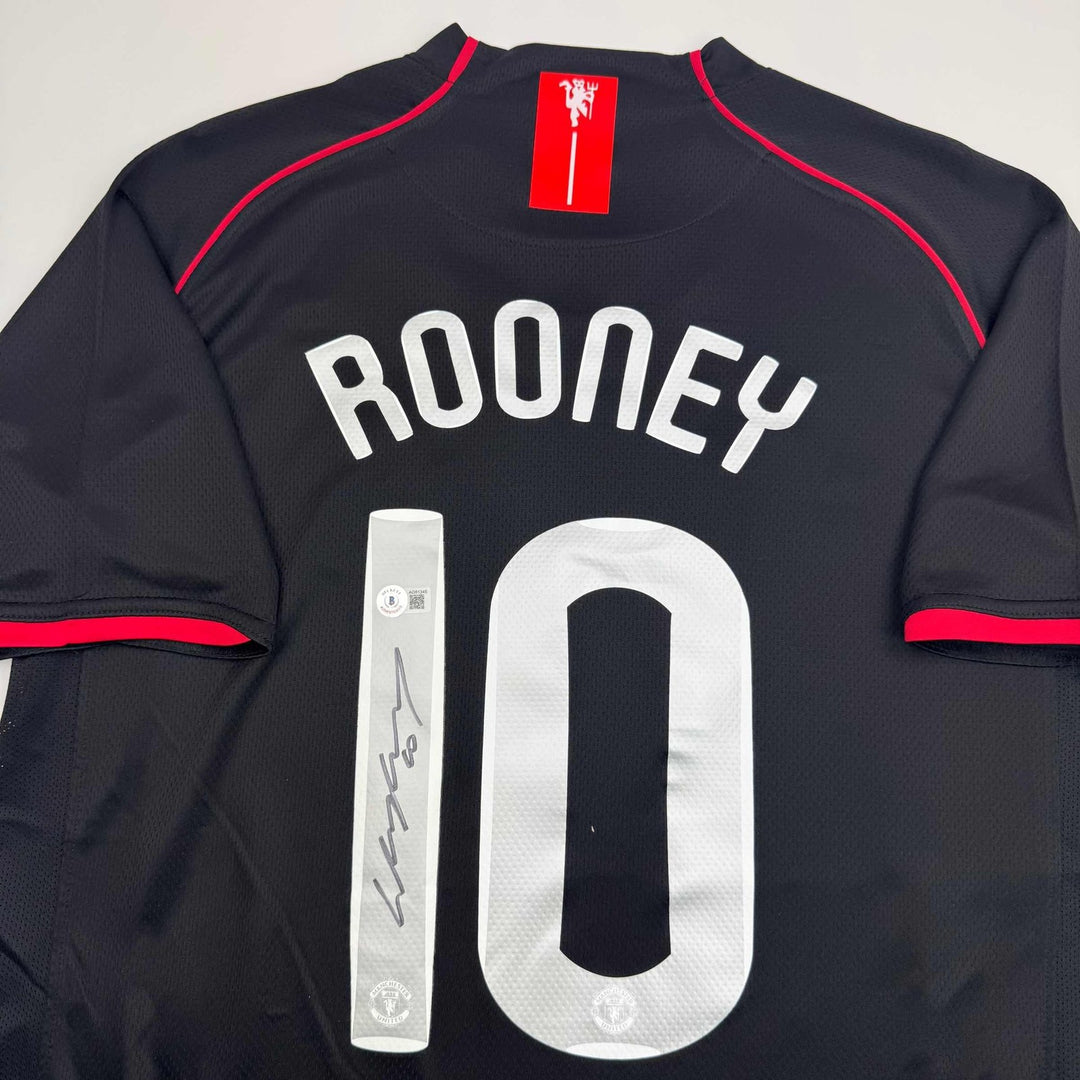 Autographed/Signed Wayne Rooney Manchester United Black 08 Final Jersey COA