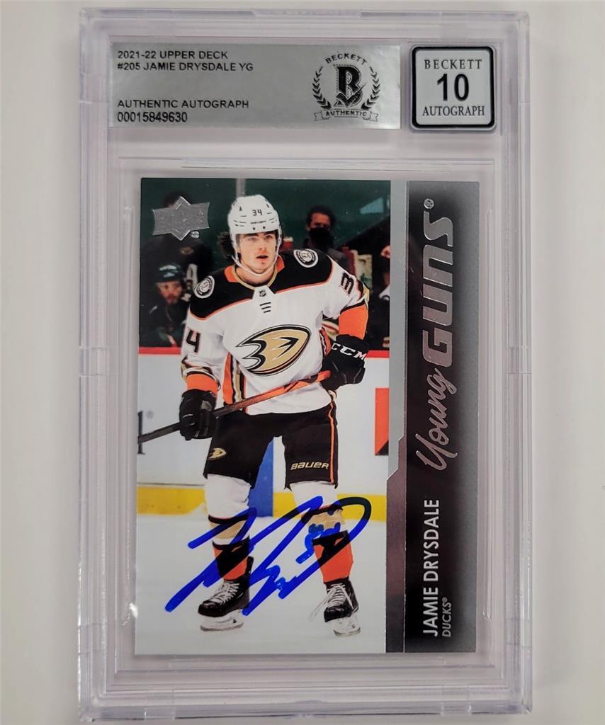 Jamie Drysdale signed 2021-22 UD Young Guns #205 RC card Ducks BAS 10 auto