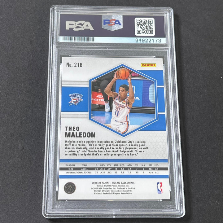 2020-21 Panini Mosaic #218 Theo Maledon Signed Card AUTO 10 PSA Slabbed RC