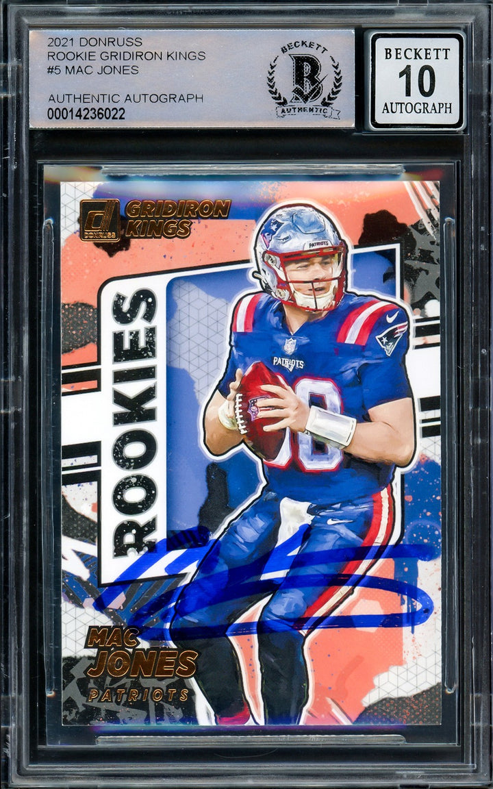 Mac Jones Auto 2021 Donruss Gridiron Kings RC RGK-MJO Patriots Auto 10 Beckett