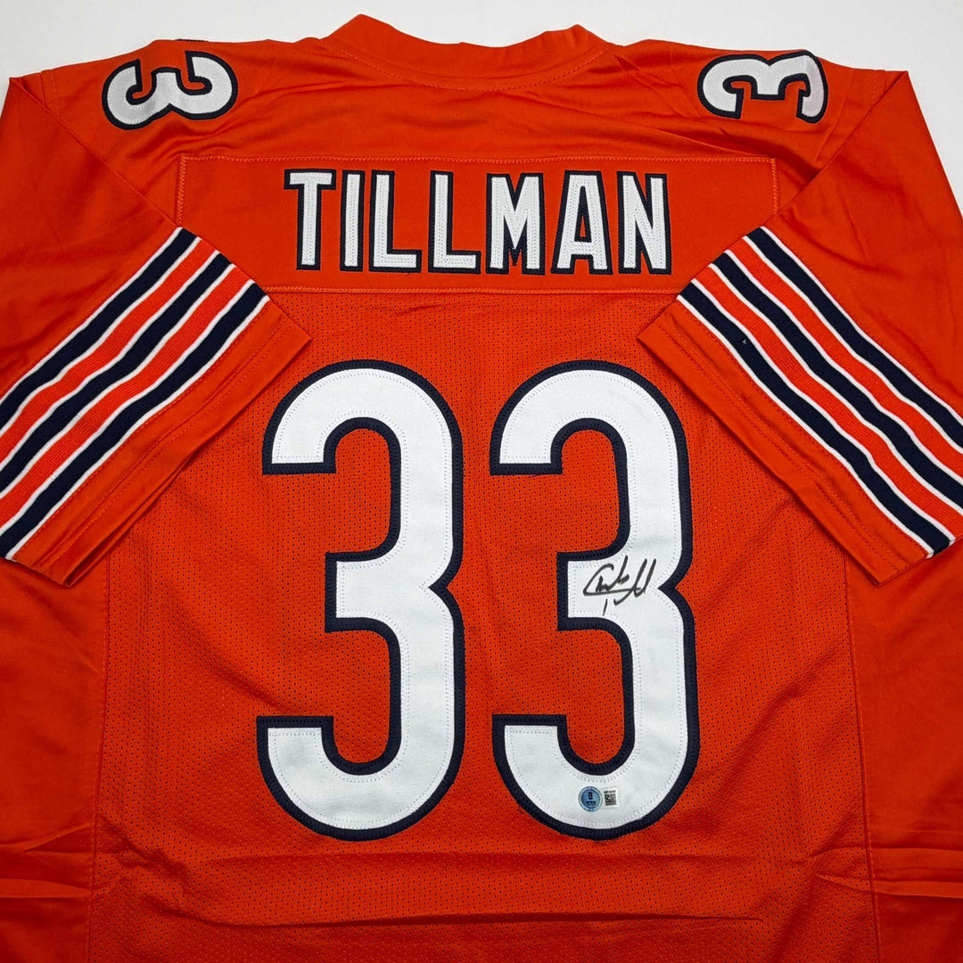 Autographed/Signed Charles Tillman Peanut Chicago Orange Jersey Beckett BAS COA