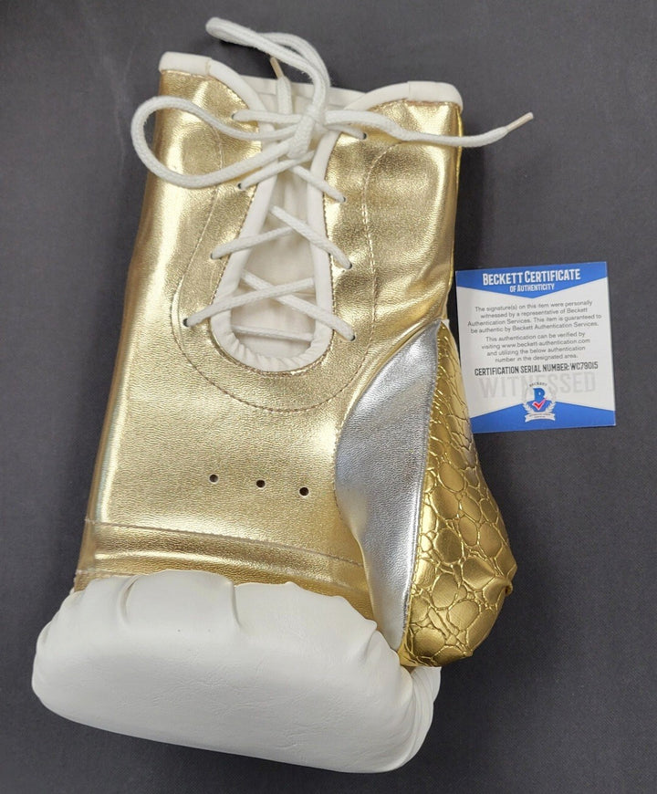 Julio Cesar Chavez autograph signed gold Boxing Glove ~ Beckett Witness BAS COA