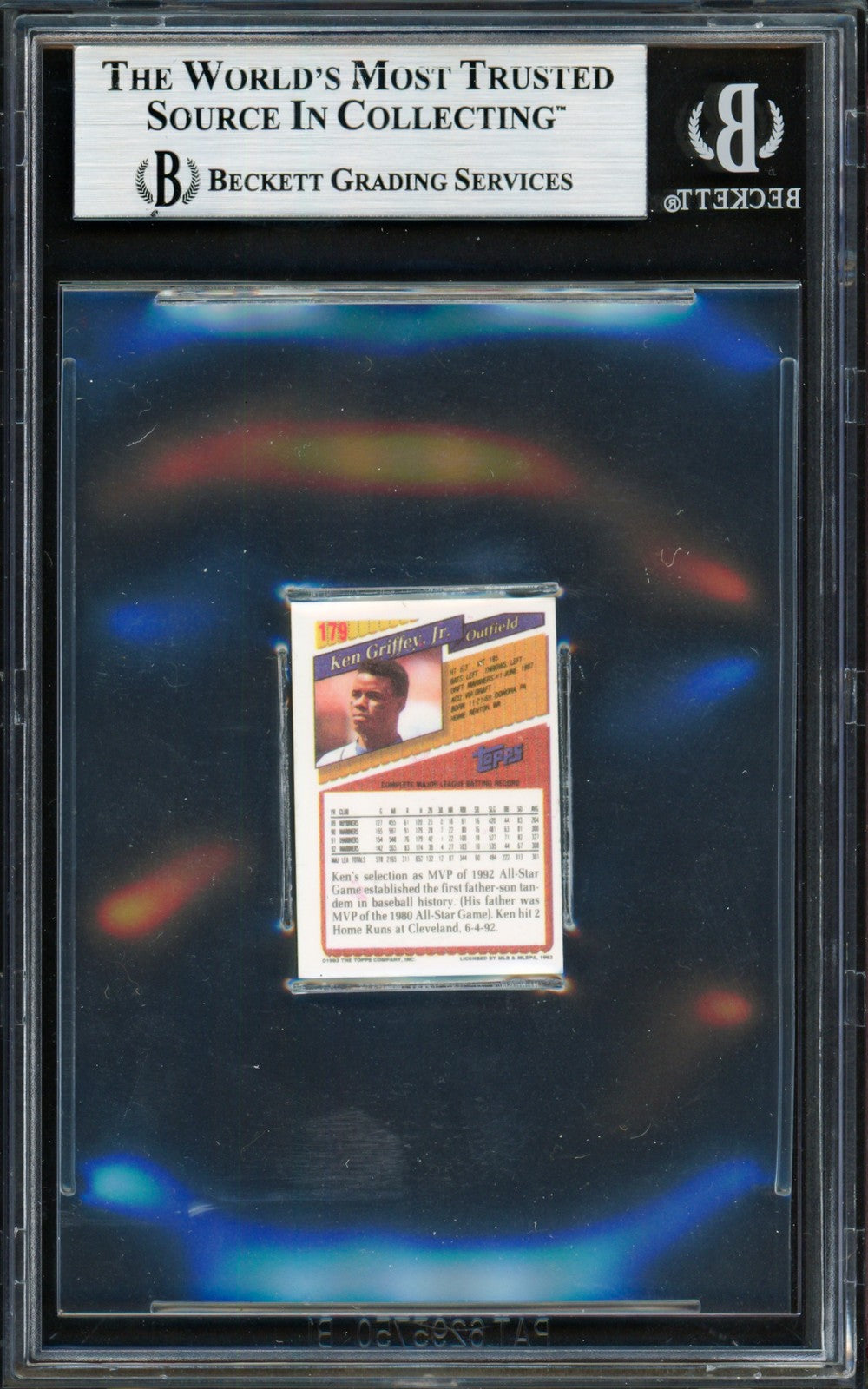 Ken Griffey Jr. Signed 1993 Topps Micro Card 179 Seattle Mariners Beckett