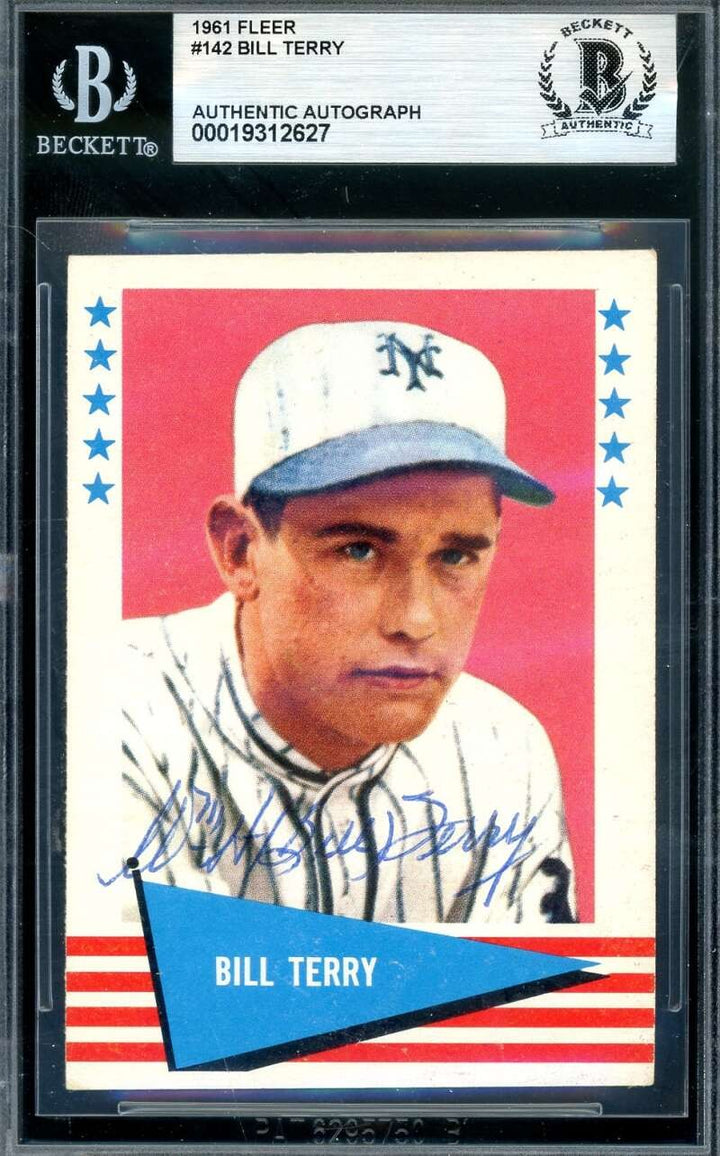 Bill Terry Beckett BAS Signed 1961 Fleer Autograph