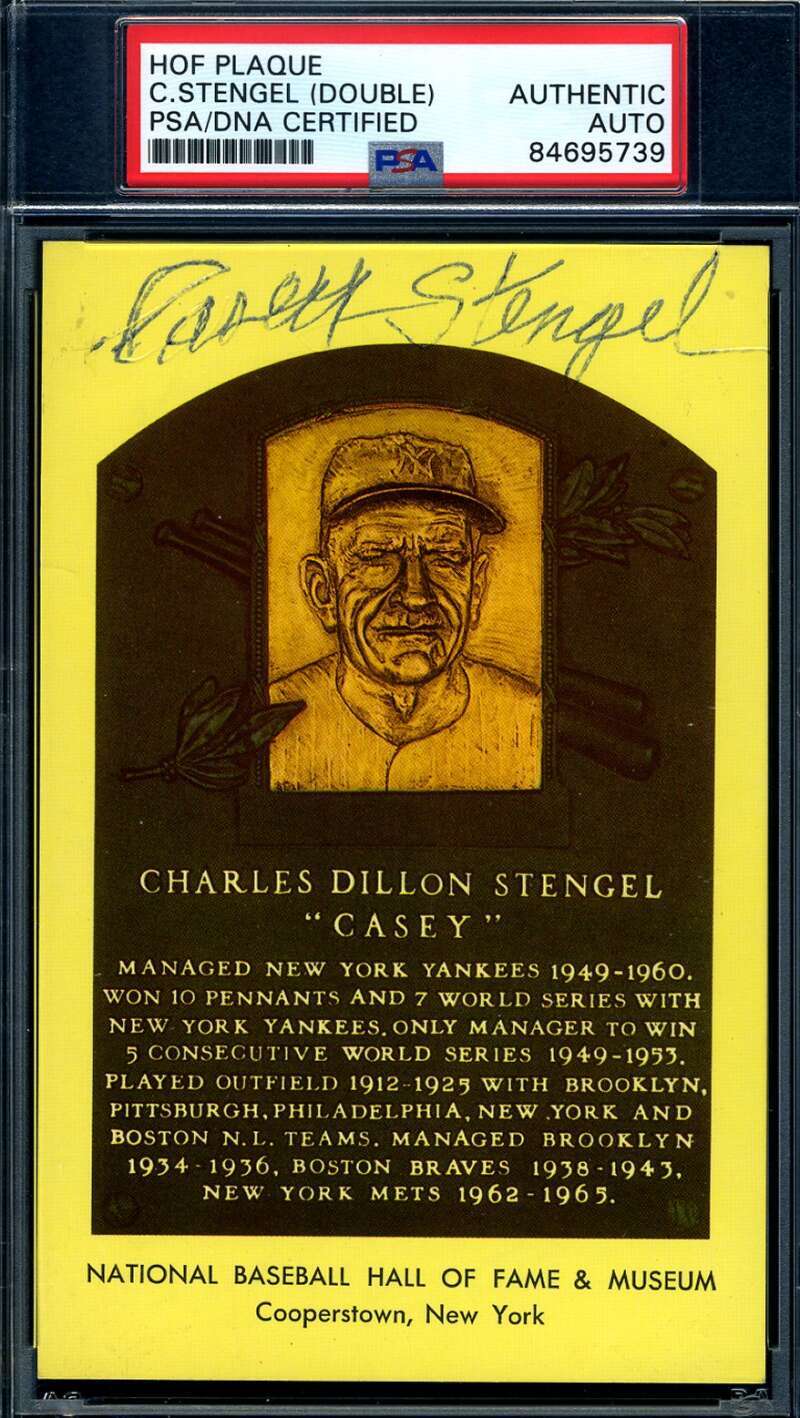 Casey Stengel PSA DNA Signed x2 Gold Hall Of Fame Plaque Autograph