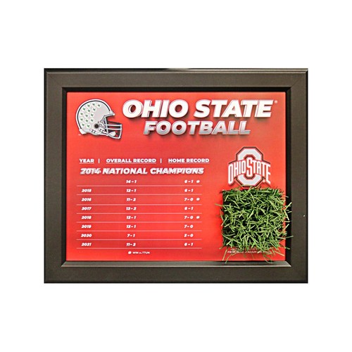 Ohio State Football 2014-2021 Record Framed 14"x17" Collage With Piece of Authentic Ohio Stadium Turf
