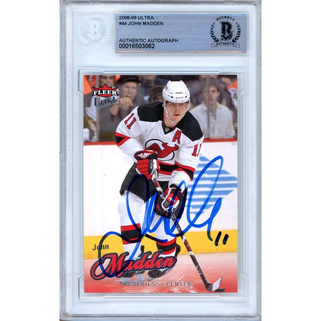 John Madden New Jersey Devils Signed 2008-09 Fleer Ultra Hockey Card BAS Auth Auto