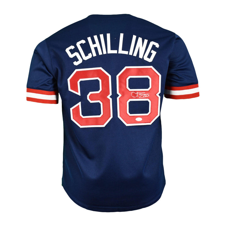 Curt Schilling Signed Pro-Edition Navy Jersey (JSA)