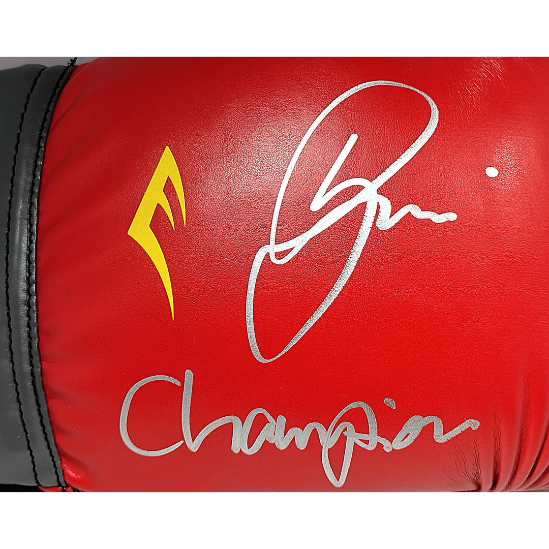 Sefer Seferi Signed Everlast Red Boxing Glove with Champion Inscription Beckett COA