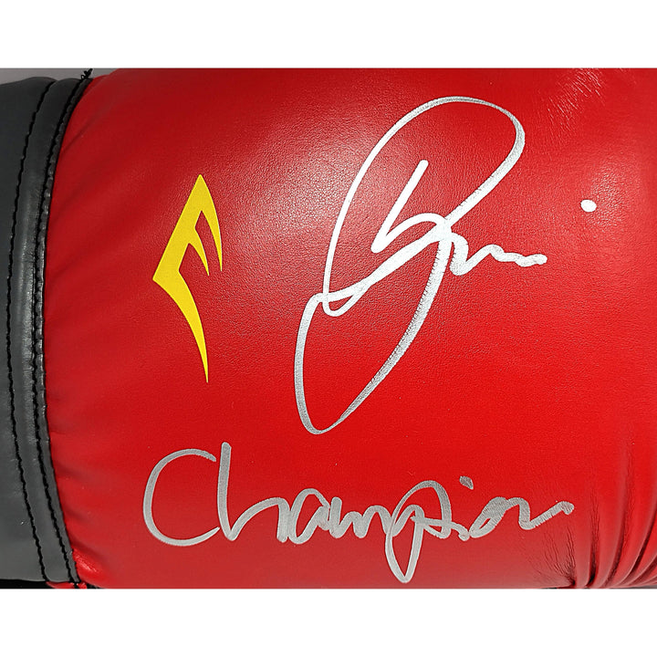 Sefer Seferi Signed Everlast Red Boxing Glove with Champion Inscription Beckett COA