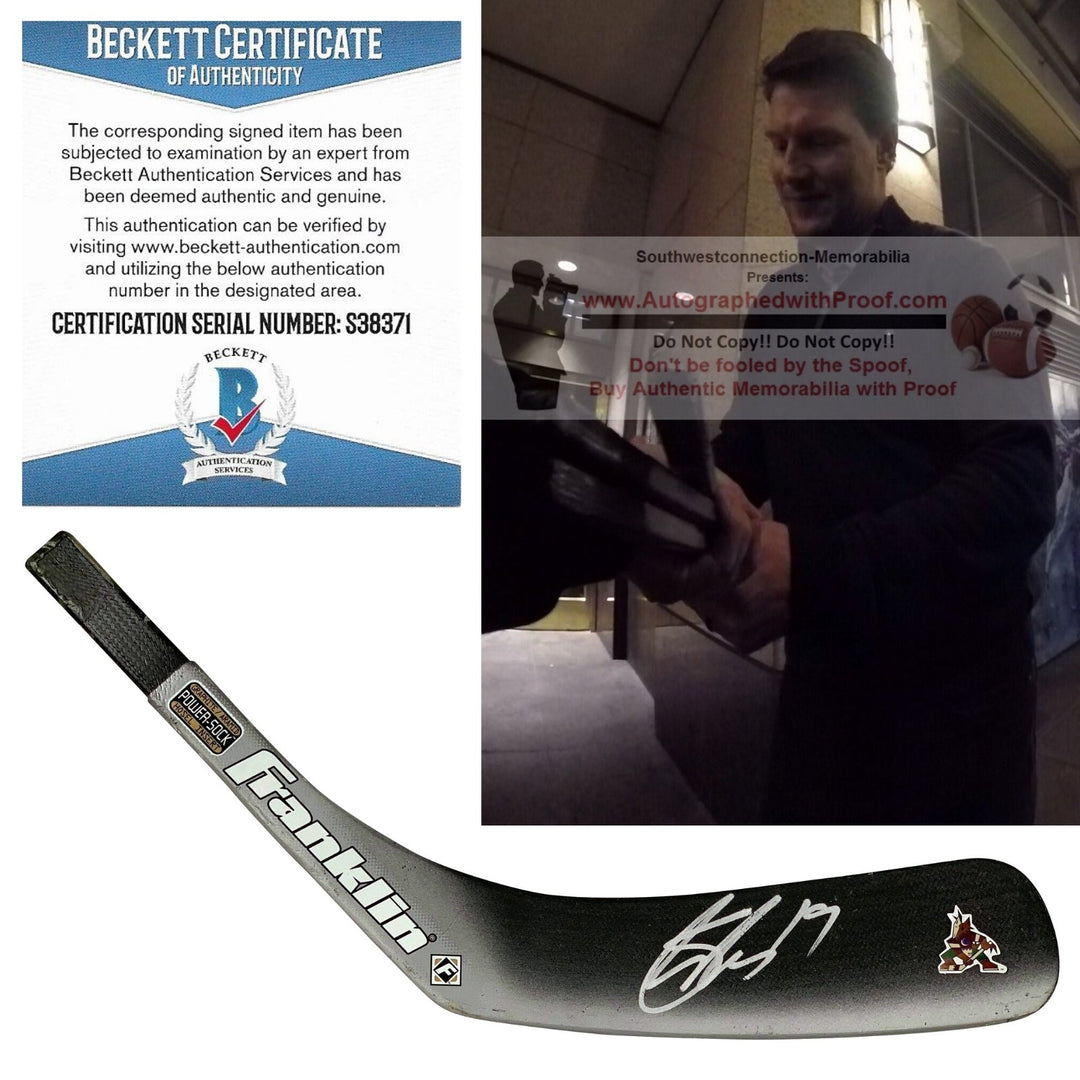 Hockey- Autographed- Shane Doan Phoenix Coyotes Signed Hockey Stick Blade Beckett Authentic Auto COA Proof Collage