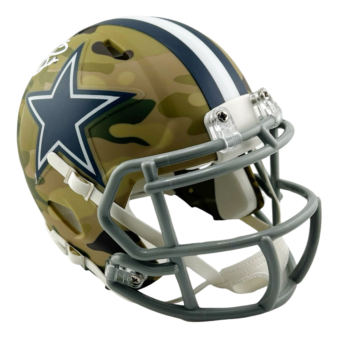 Emmitt Smith Signed Dallas Cowboys Camo Speed Mini Football Helmet (Beckett)