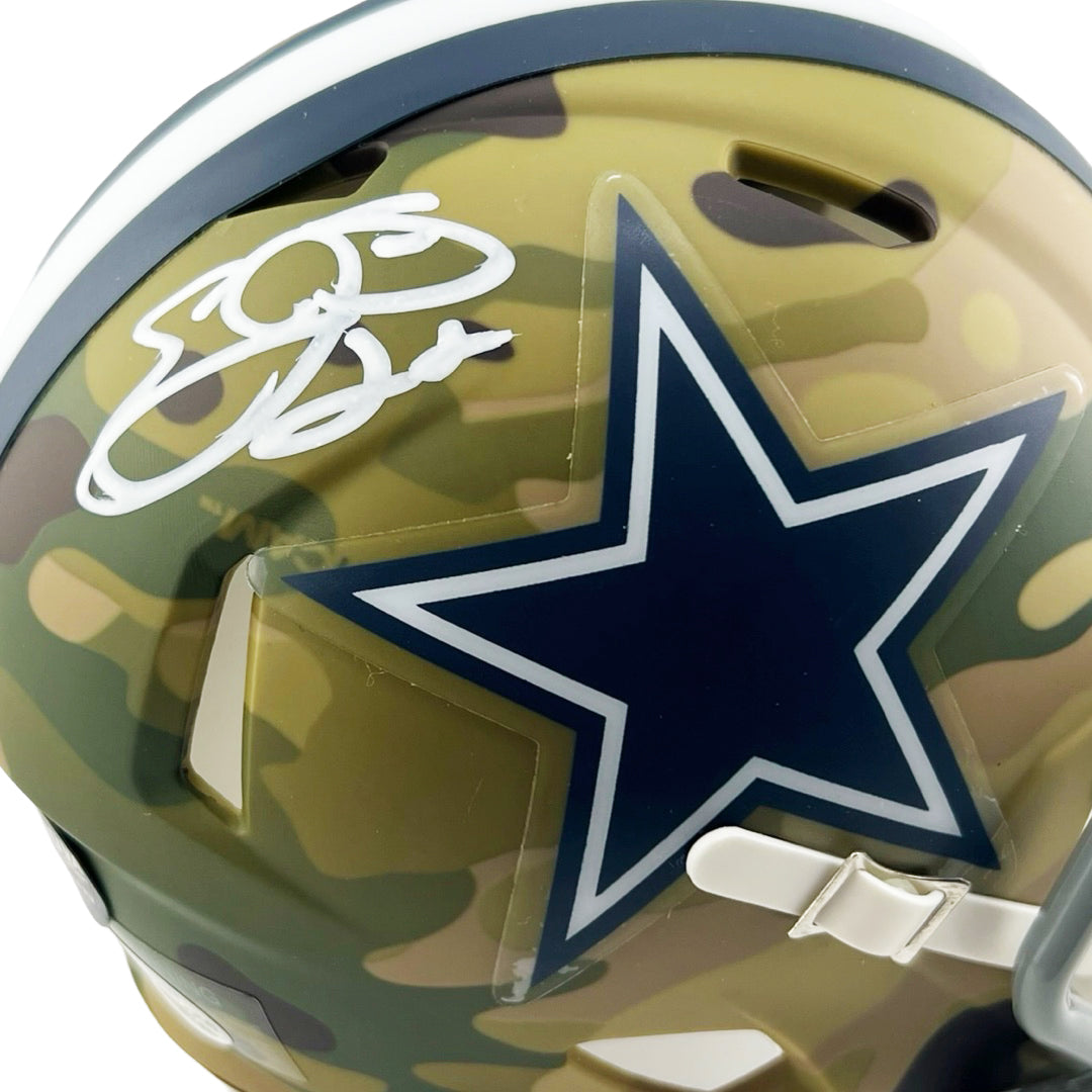 Emmitt Smith Signed Dallas Cowboys Camo Speed Mini Football Helmet (Beckett)