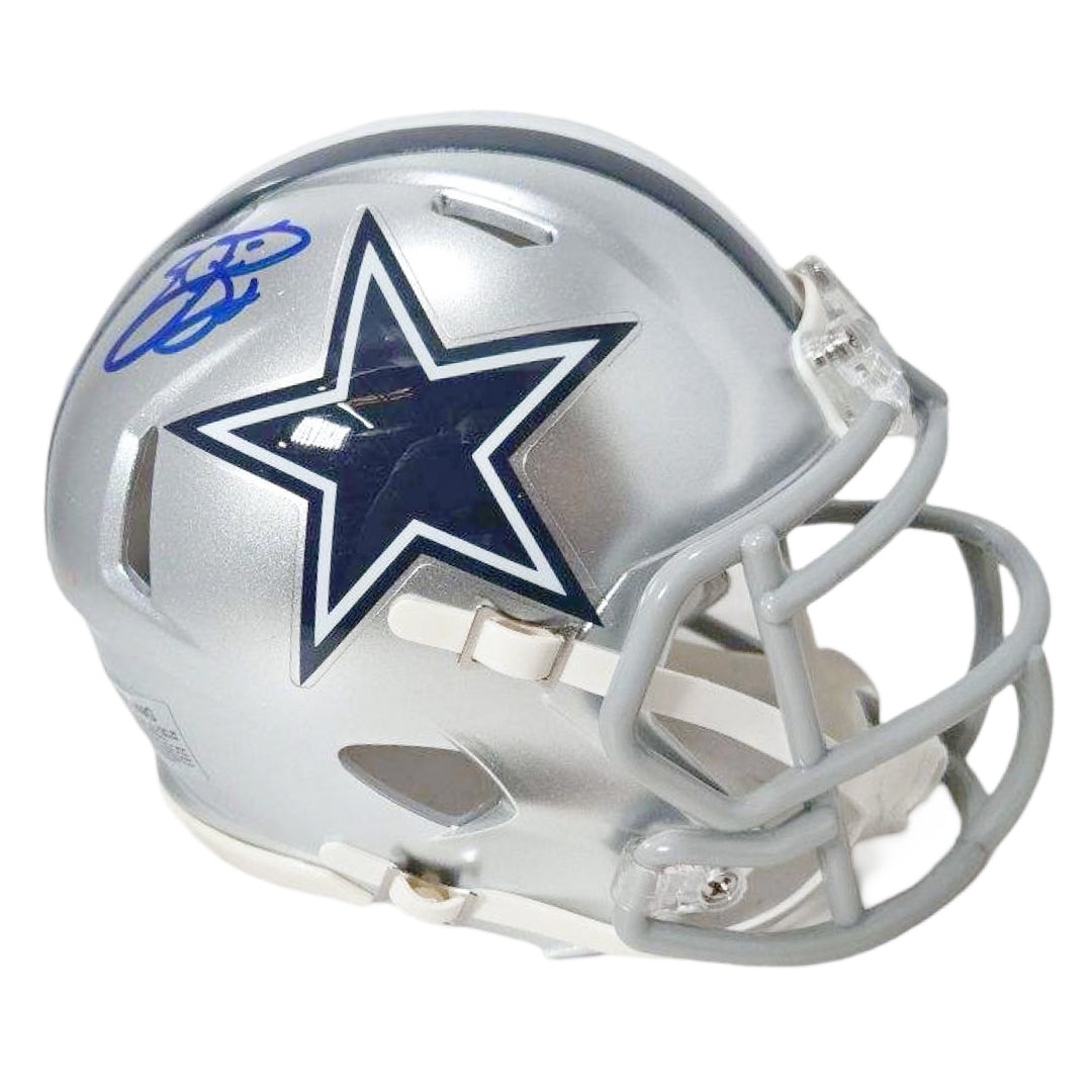 Emmitt Smith Signed Dallas Cowboys Speed Mini Football Helmet Blue Ink (JSA)