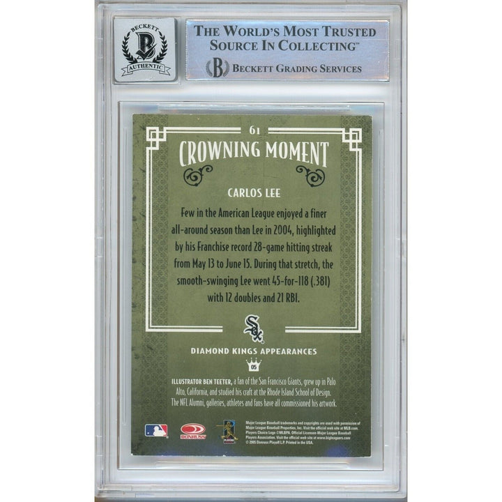 Carlos Lee Chicago White Sox Signed 2005 Diamond Kings Card BGS Auto 10 Graded Slab