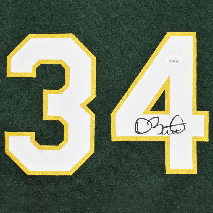 Dave Stewart Signed Oakland Green Baseball Jersey (JSA)