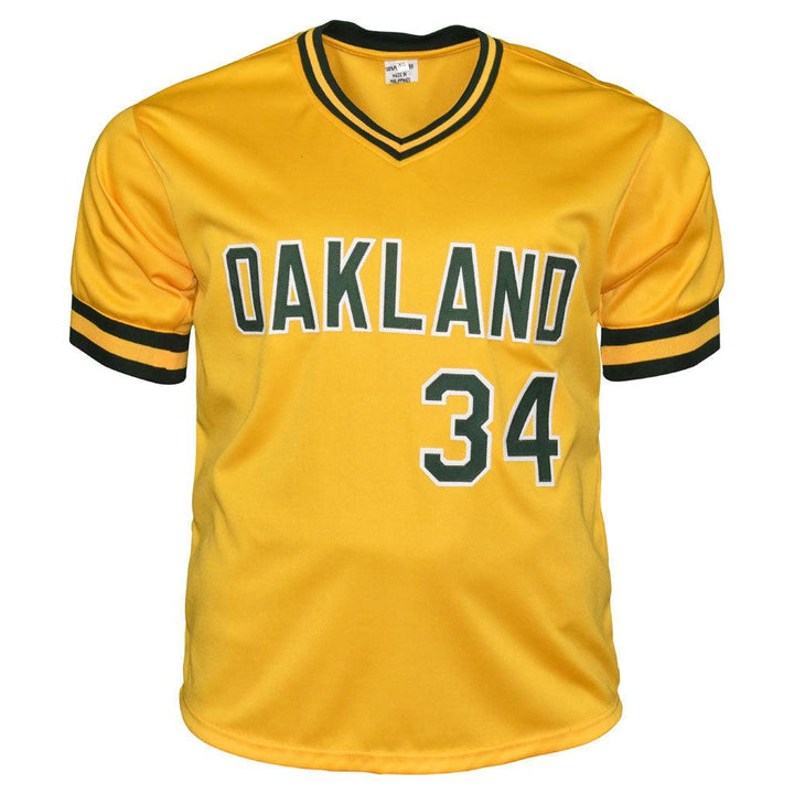 Dave Stewart Signed Oakland Yellow Baseball Jersey (JSA)