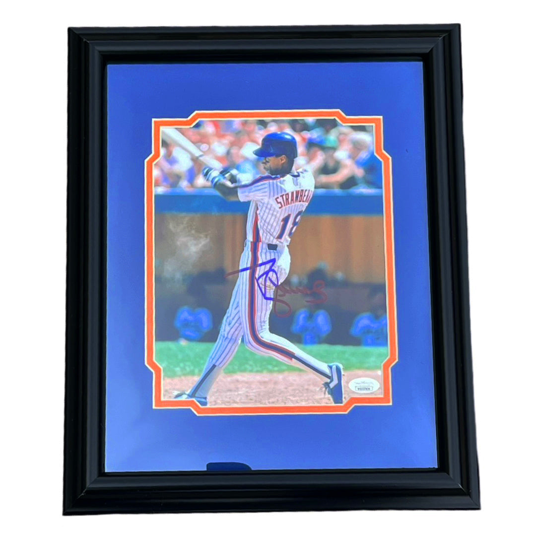 Darryl Strawberry Signed New York Pose 1 Baseball Framed 8x10 Photo (JSA)