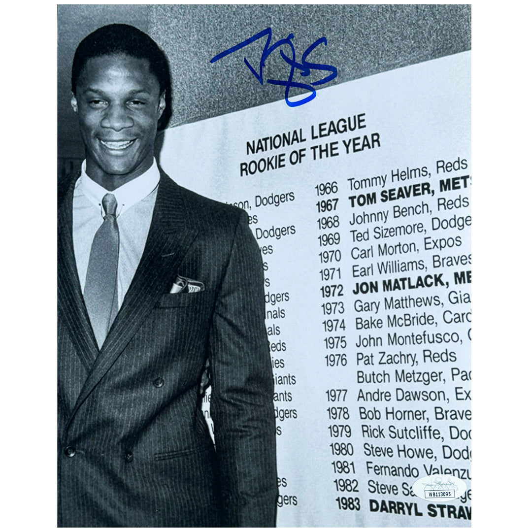 Darryl Strawberry Signed Pose 9 Baseball 8x10 Photo (JSA)