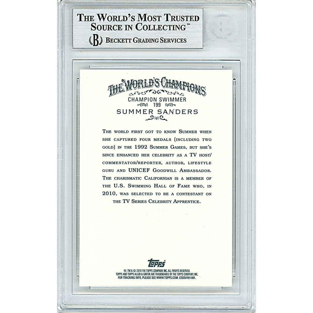 Summer Sanders Signed Team USA 2010 Topps Allen Ginter's Olympics Card Beckett Slab