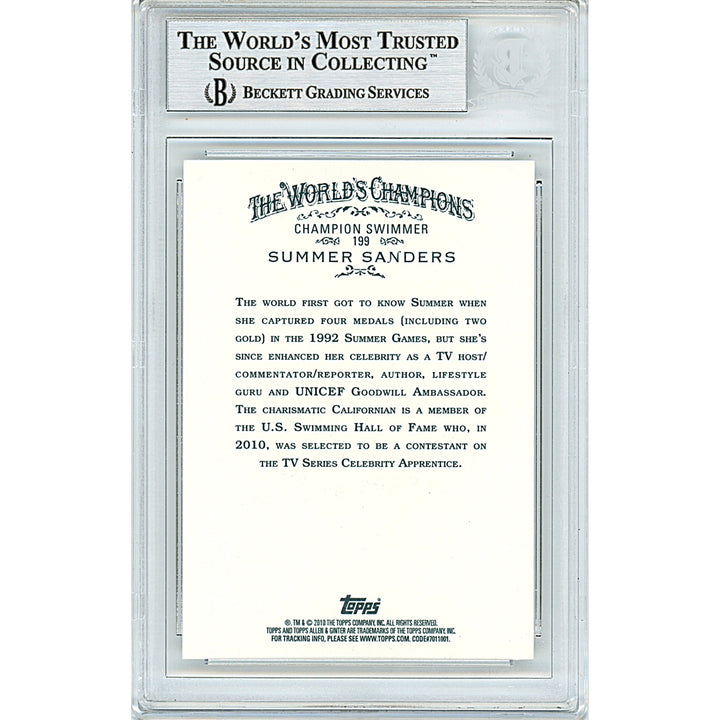 Summer Sanders Signed Team USA 2010 Topps Allen Ginter's Olympics Card Beckett Slab