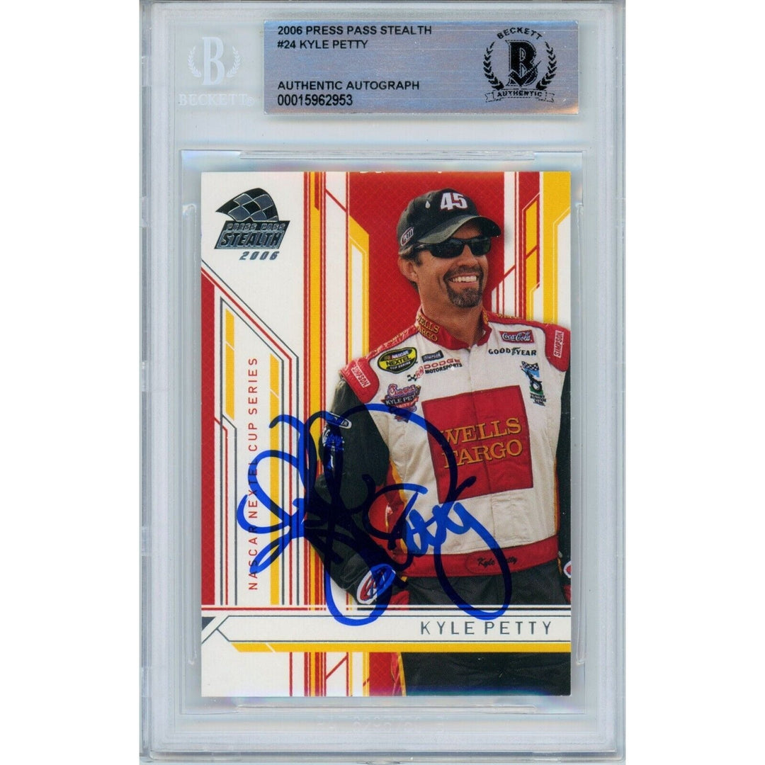 Kyle Petty Nascar Signed 2006 Press Pass Stealth Auto Racing Card Beckett Auth Auto Slab