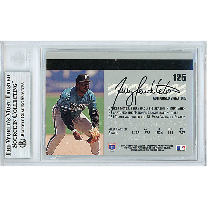 Terry Pendleton Signed Florida Marlins 1995 Studio Baseball Card Beckett Authentic Auto Slab