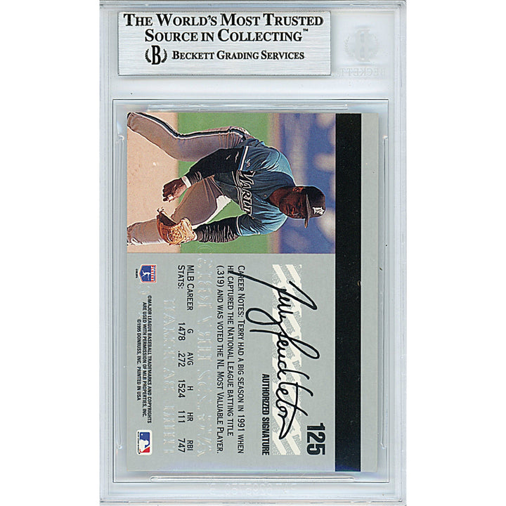 Terry Pendleton Signed Florida Marlins 1995 Studio Baseball Card Beckett Authentic Auto Slab