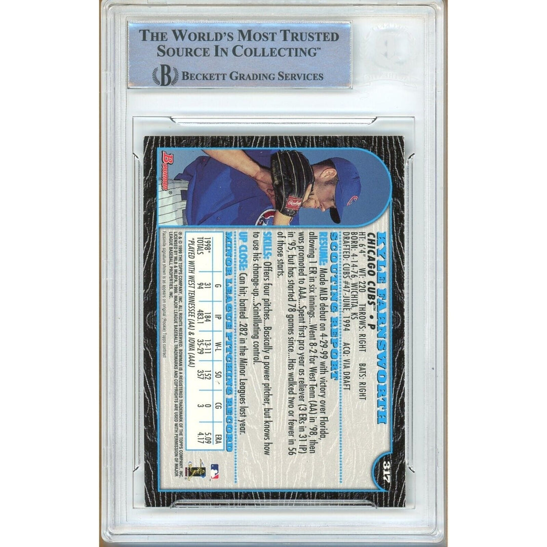 Kyle Farnsworth Chicago Cubs Signed 1999 Bowman International Card BAS Auth Auto Slab