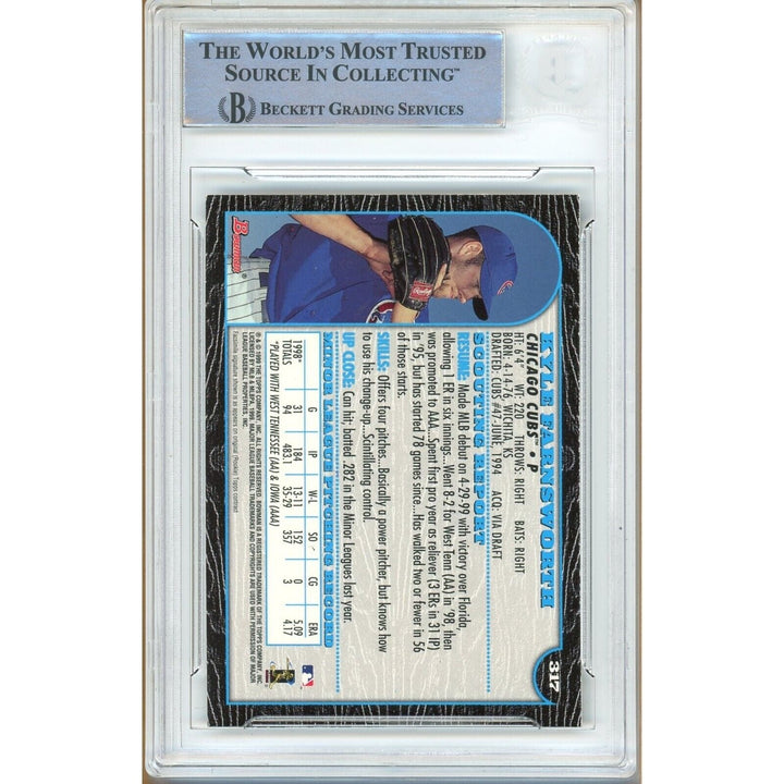 Kyle Farnsworth Chicago Cubs Signed 1999 Bowman International Card BAS Auth Auto Slab