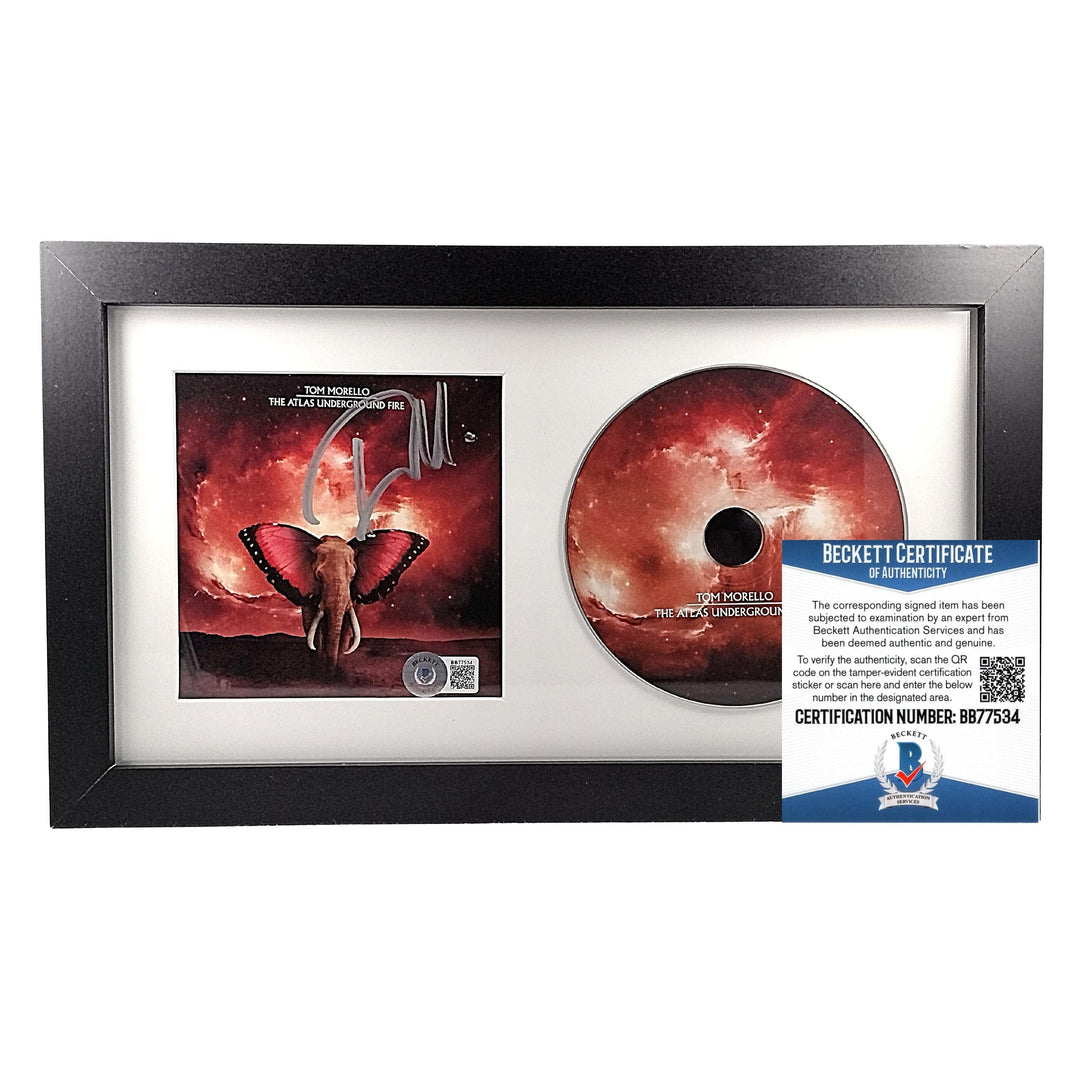Tom Morello Signed The Atlas Underground Fire  CD Booklet Framed Matted Beckett COA
